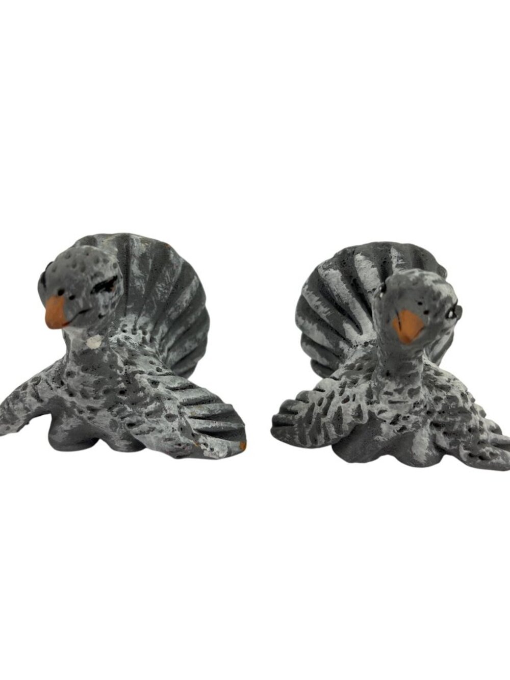 Miniature Gray Turkey Figurines - Set Of 2 - Rustic Decor - Approx. 2.5" Tall 56 - Picture 1 of 5